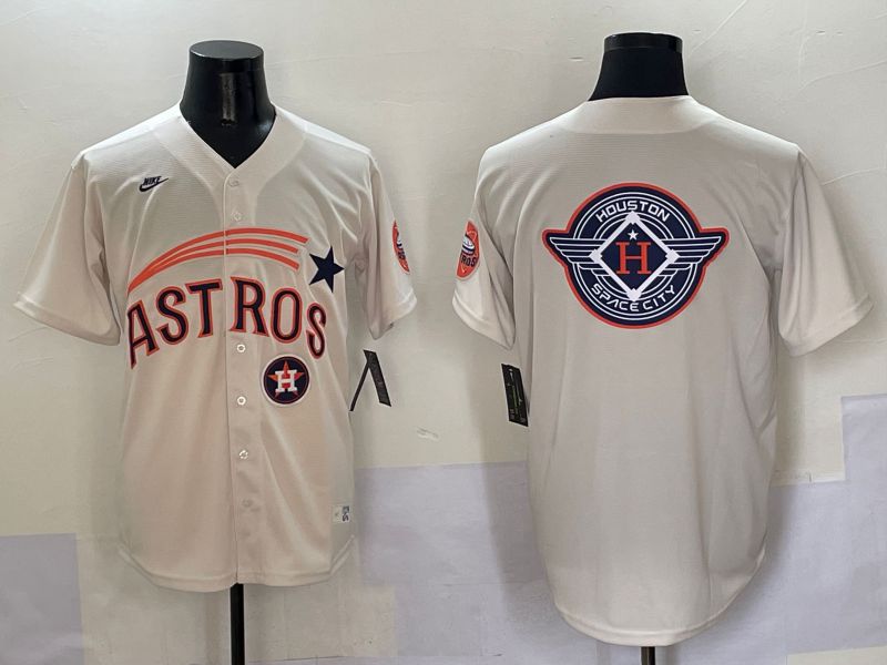 Men Houston Astros Blank Cream Five generations Joint Name 2025 Nike MLB Jersey style 30